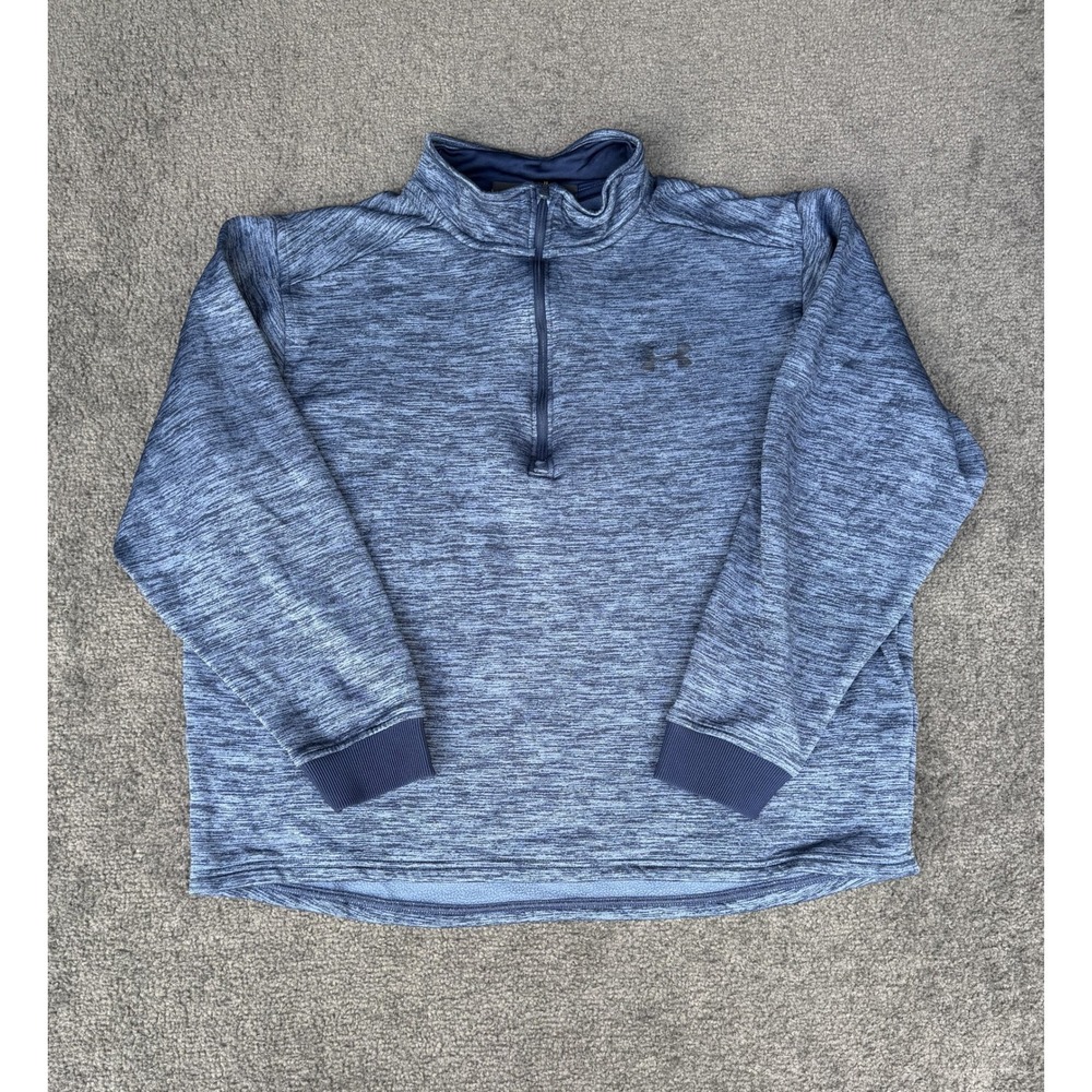 Under Armour ColdGear Mens Large Blue Space Dye Quarter Zip Fleece Pullover